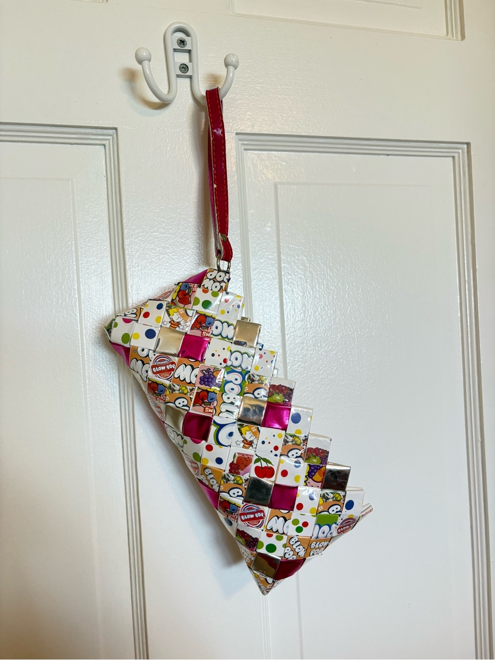 Y2K Blow Pop Candy Wrapper Woven Wristlet Mini Bag
